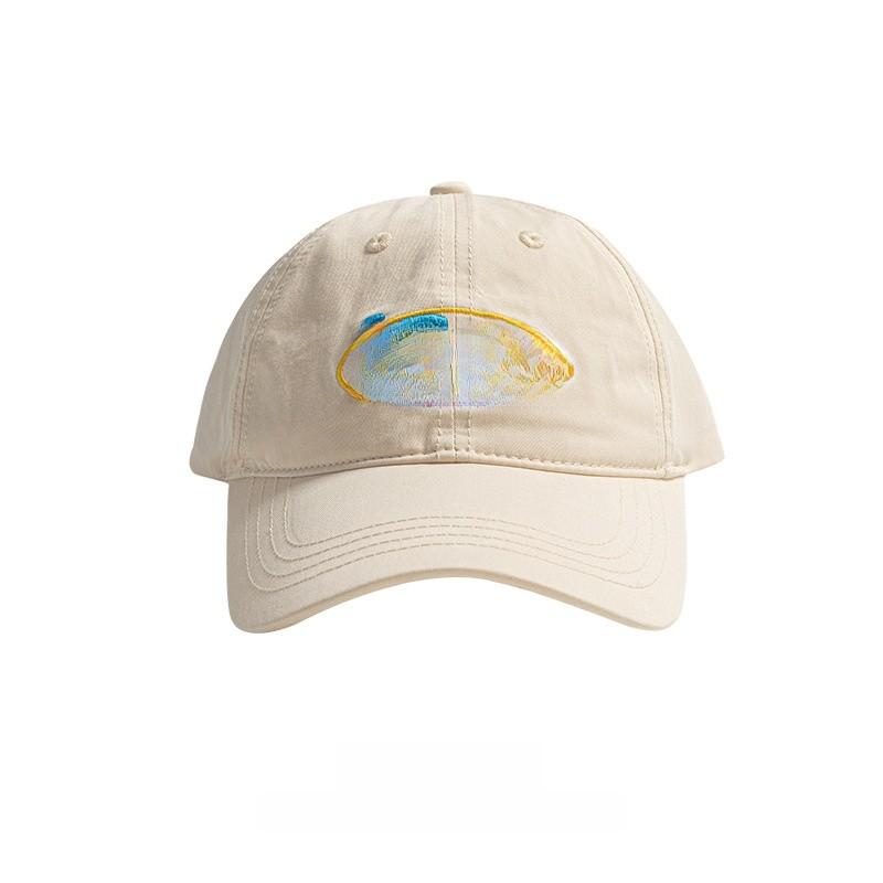 Cotton Baseball Cap With Embroidered Letters For Casual Streetwear Men Women Beige