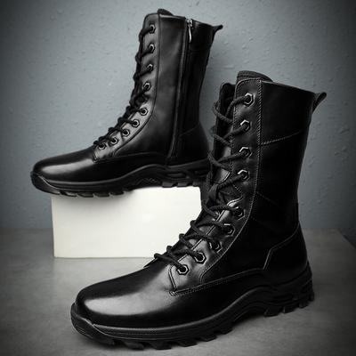 Luxury Man Genuine Leather Motorcycle Boots Winter Short Plush Warm High Top Boots Outdoor Leisure Walking Shoes Big Size 37-47