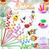 6/12pcs Christmas Reusable Drinking Straws Party Favors Straws with Santa Claus Snowman Elk Bells Christmas Party Gifts for Kids