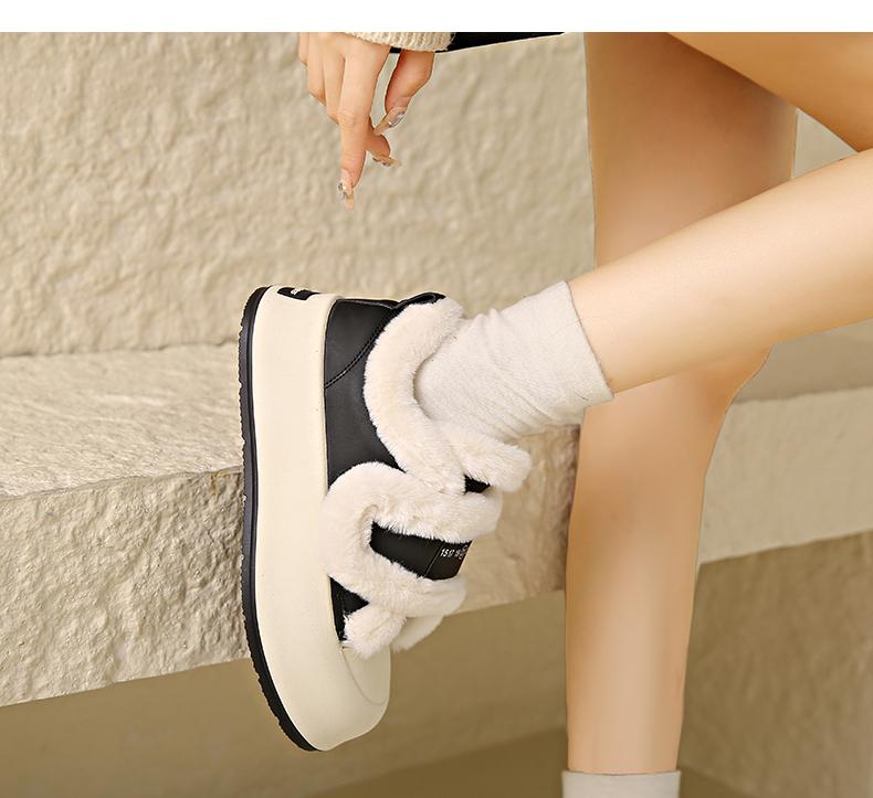 Women's Cotton Shoes Winter 2024: Soft-Sole Plus Velvet White Sneakers with Magic Stickers, Size 34.