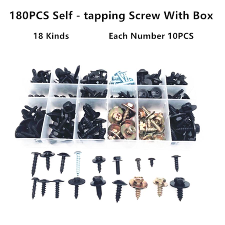 180x Mixed Carbon Steel Self - tapping Screws for Auto Car Fender License Plate