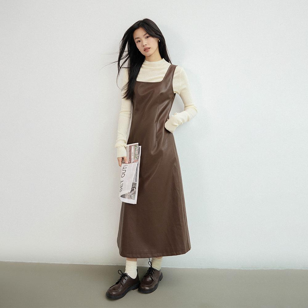 Laengsseon Ls_Casual Sleeveless Leather Dress