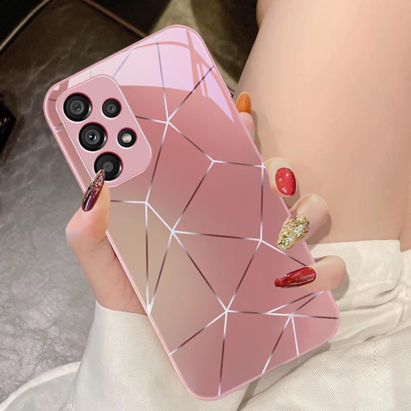 Lingge Dazzling Light For Samsung Galaxy S10 4G S20 11E 30 S21 21Fe 22 S24 Pro S23 Ultra 5G S8 S9 Tempered Glass Phone Case