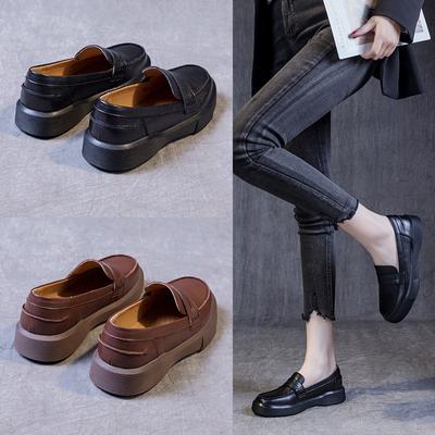 Spring Autumn Vintage Single Shoes Women's Soft Sole Handmade Four Seasons Shoes Round Head Shallow Sleeve Low Top Shoes Large