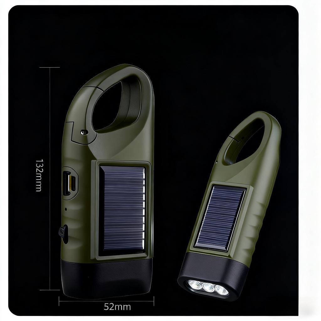 Solar Led Flashlights Portable Hand Cranked Dynamo Torch for Outdoor Riding Camping Power Hiking Long-range Emergency Lantern
