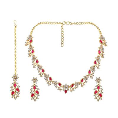 Conjunto de Joias Colar Diamante Americano AD com Cristal Colorido para Mulheres/Meninas | Perfeito para Casamentos, Festas e Ocasiões Festivas