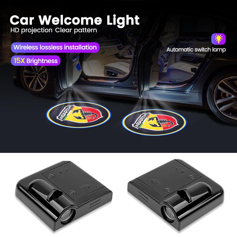 LED Car Door Universal Projector High-definition Welcome Lights For Abarth 124 125 500 500e 1000ps 595 F595 GT 124 Competizione