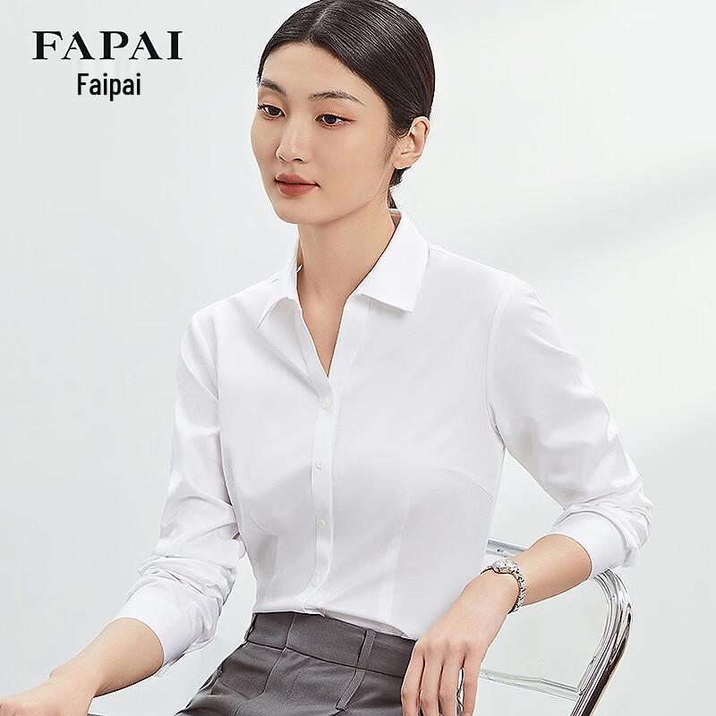 FaPai Women's V-Neck Wrinkle-Free Cotton Shirt