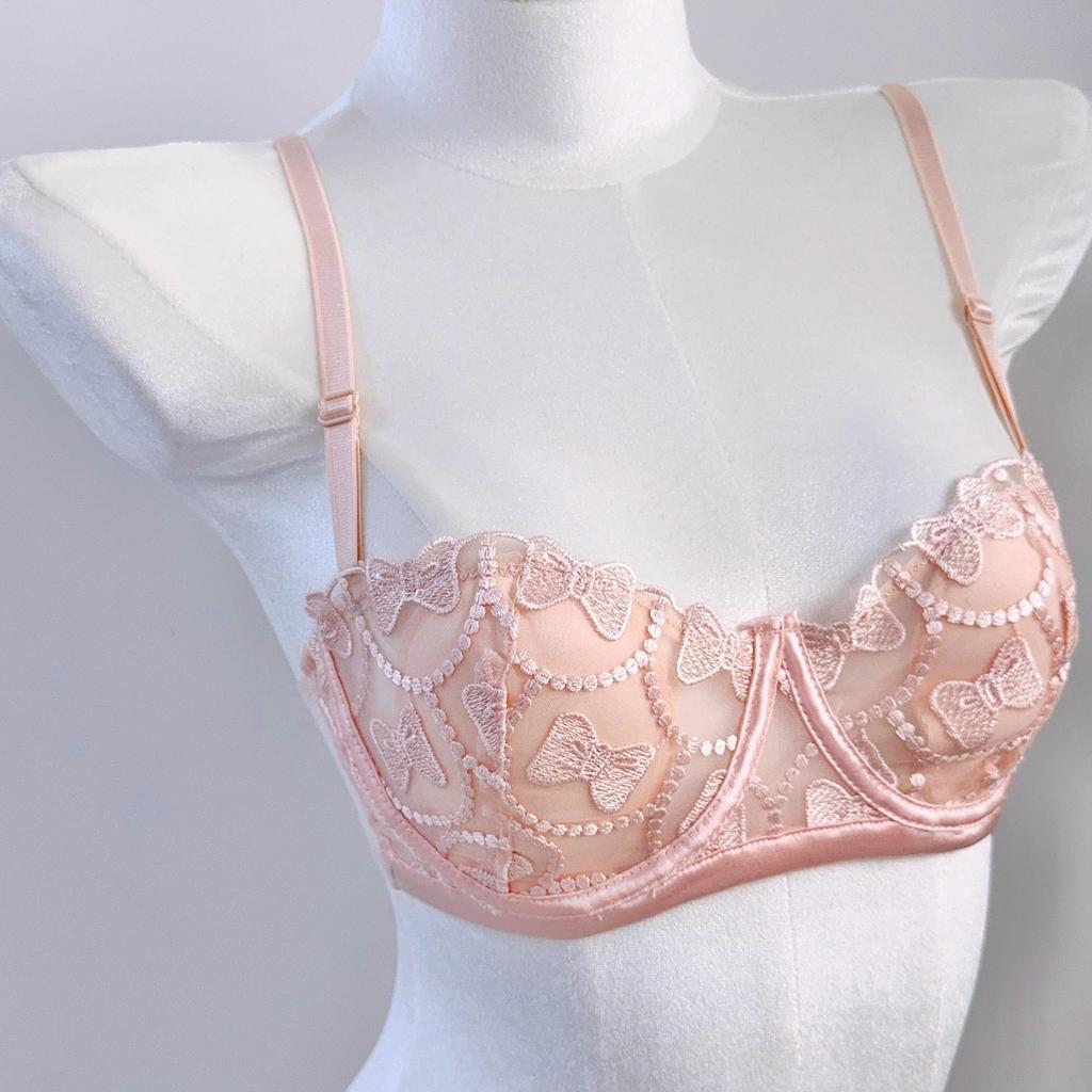 Women's Summer Thin Lace Gathers The Pair of Milk To Prevent Droop Rabbit Ear Cup Underwear