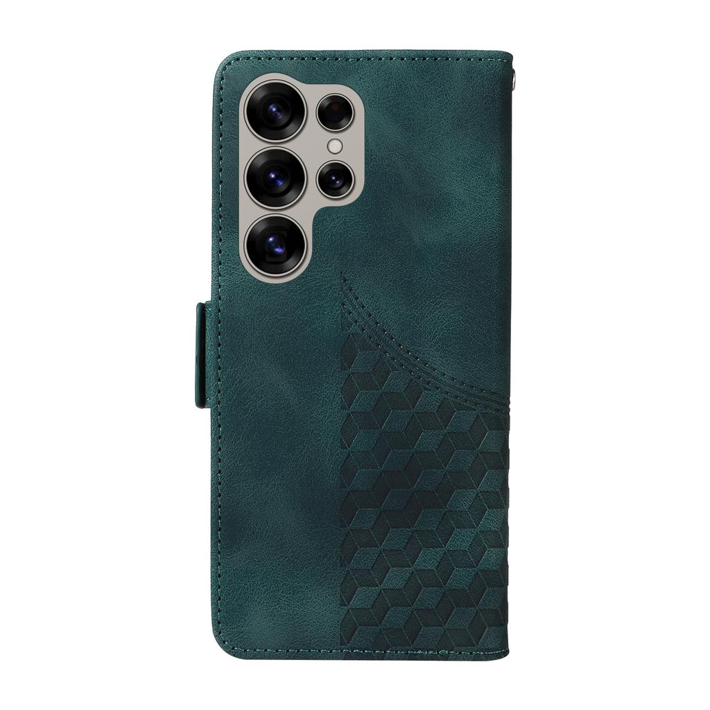 For Samsung Galaxy S25 Ultra Case PU Leather Phone Cover Rhombus Starry Imprinted