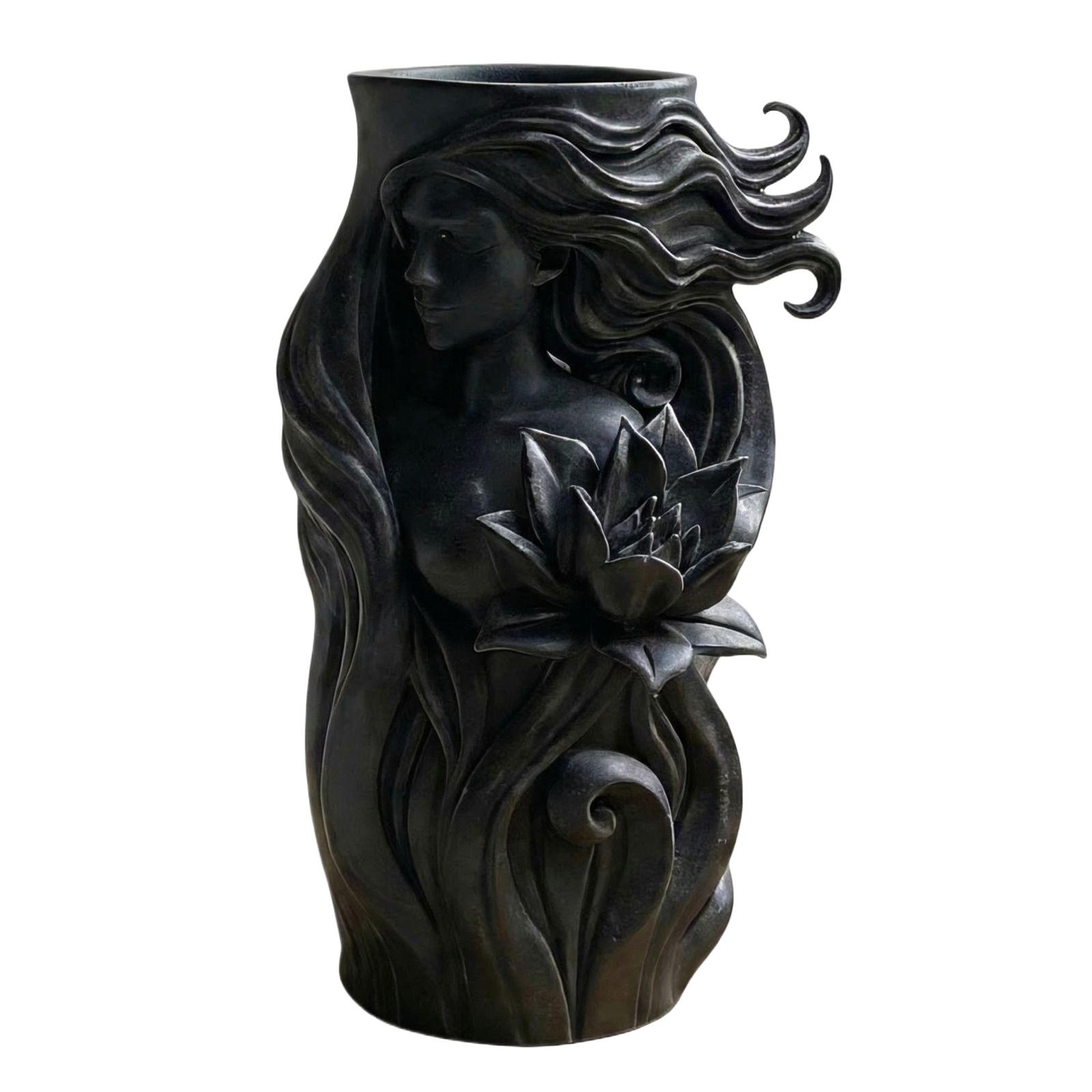 

Декоративная ваза для цветов Минималистичный домашний настольный цветочный контейнер One Size чёрный