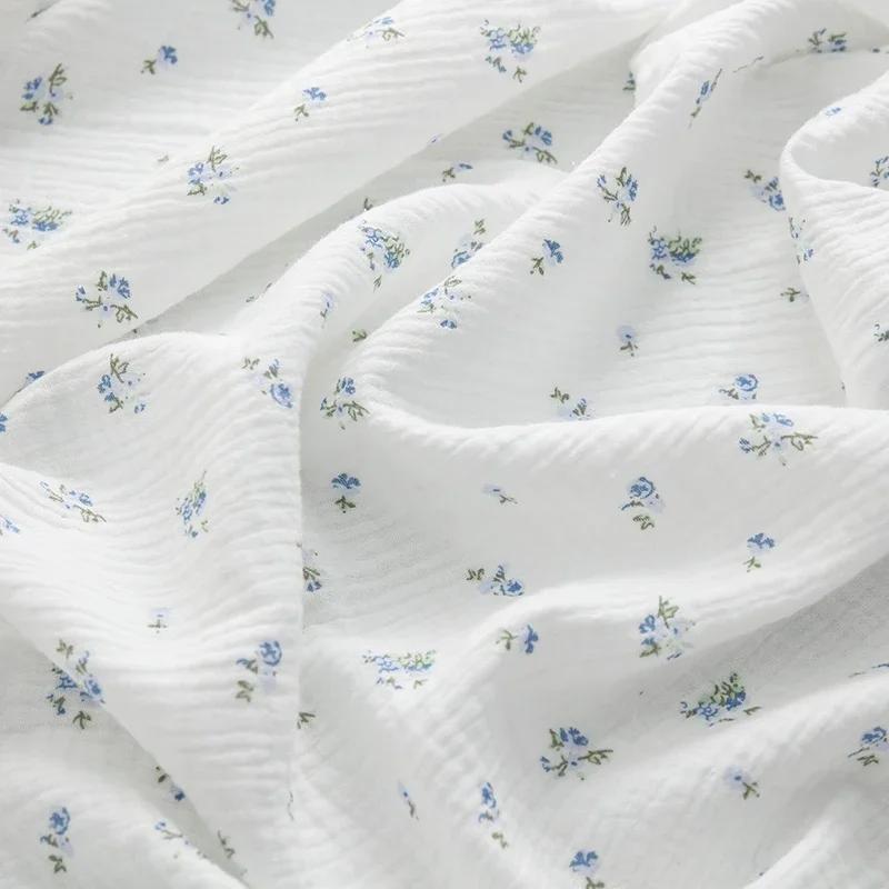 135x50/500cm Mjuk Ren Bomull Dubbellager Crêpe Tyg För Sommarklänning Sängkläder Hemkläder Pyjamas DIY Kläder Tyg TJ20572
