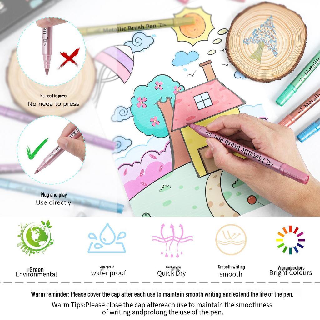 Acrylic Dual-Tip Marker Pens for Students and Kids - Doodling and Painting Set