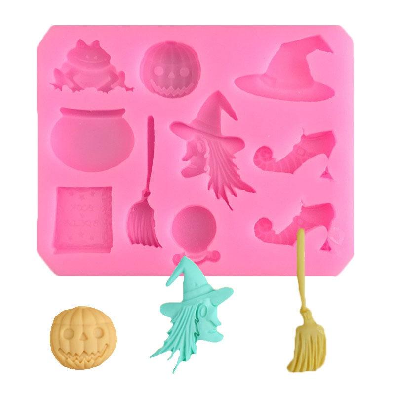 Halloween Party Sugar Silicone Mold Cake Decorating Tools Hat Pumpkin Pastry Baking Kitchen Bakeware