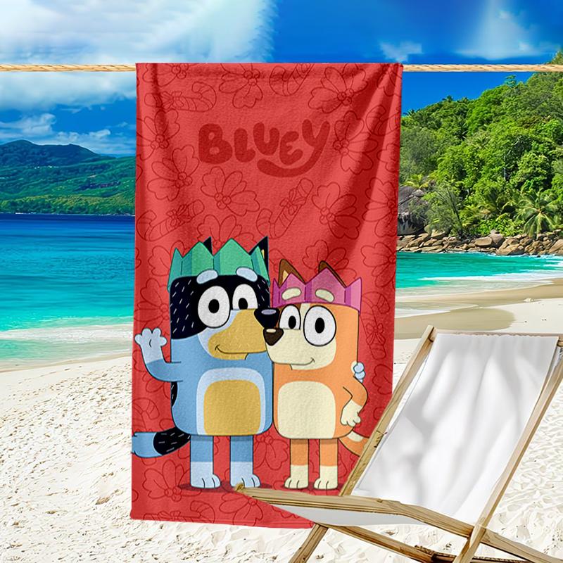 Ultra-Soft Beach Towel with Bluey Theme,Ideal for Pool - Camping, Diving - Perfect Travel Essential, Vibrant Beach Towel.