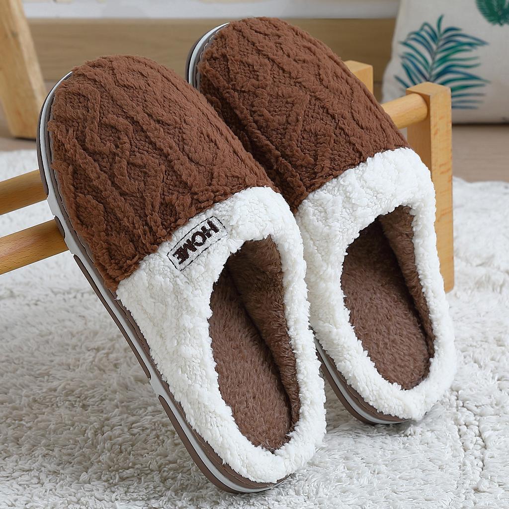Cotton slippers household winter thickened plush warm home indoor couple non-slip slippers winter cotton mop comfortable