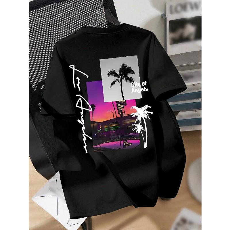 

European Size New York Opening New Simple and Fashionable Printed Round Neck T-shirt Short Sleeve Large Size Men s Clothing, PLUS SIZE S чёрный