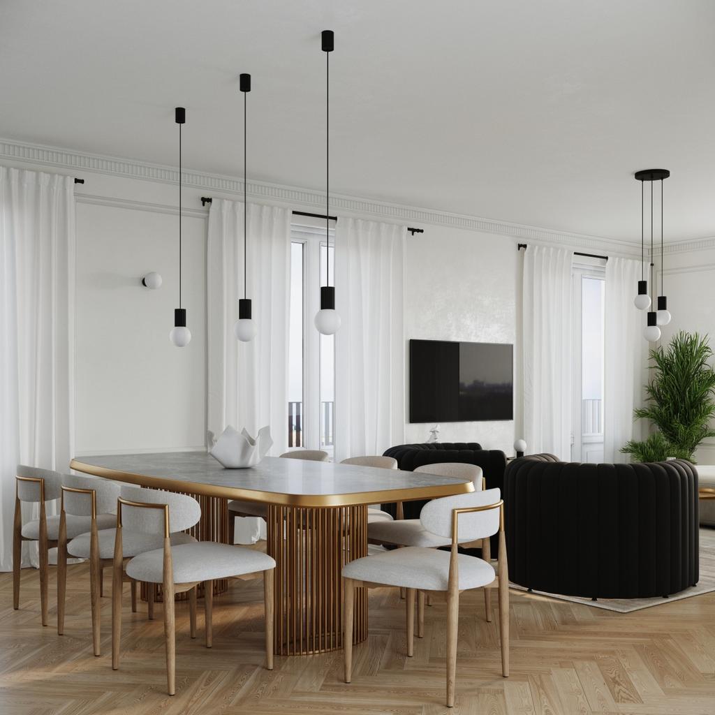 Lampa Wisząca Nowoczesna Czarna Ryflowana Szklana Biała Kula Do Salonu Jadalni Nad Stół 1Xg9 8W Halo Sollux Lighting