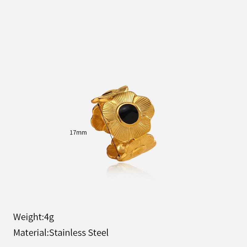 Chenhe jewelry women's high-end stainless steel flowers do not fade jewelry light luxury gold opening titanium steel ring