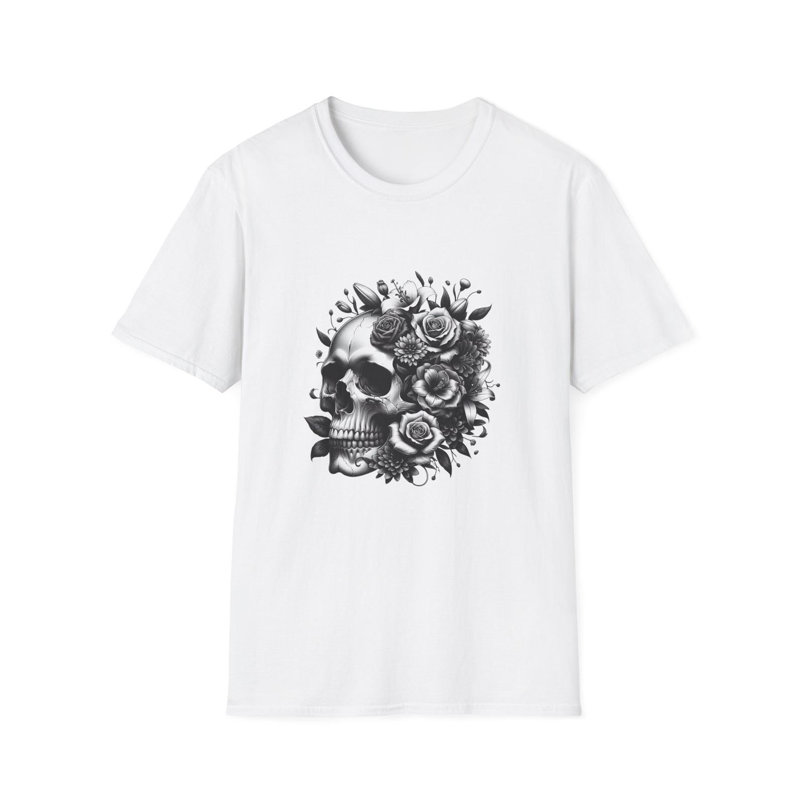 Skull and Roses Unisex T-Shirt, Grunge Style Tee, Gothic Shirt, Gift for Him, S