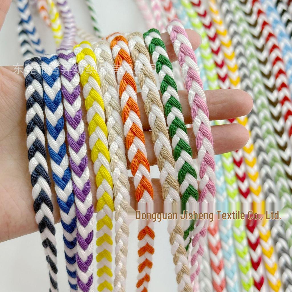 Corda di Cotone Intrecciata Tricolore 8mm: Tessitura Fatta a Mano DIY Decorazioni per Abbigliamento Etnico e Lacci per Scarpe