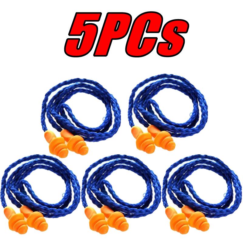 1/5/10 Stück Weiche Silikon-Ohrschützer mit Kordel Schallisolierende Ohrenschützer Lärmschutz Ohrstöpsel Schlaf Schnarchen Wiederverwendbare Ohrstöpsel