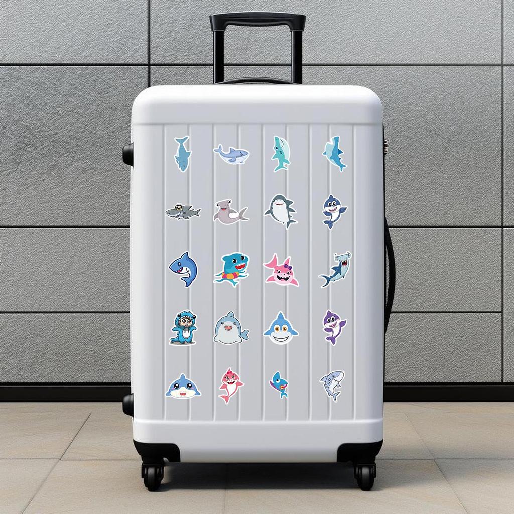 50PCS Cute Shark Cartoon Stickers for Phone, Computer, Laptop & Book - Waterproof Decorative Stationery Stickers