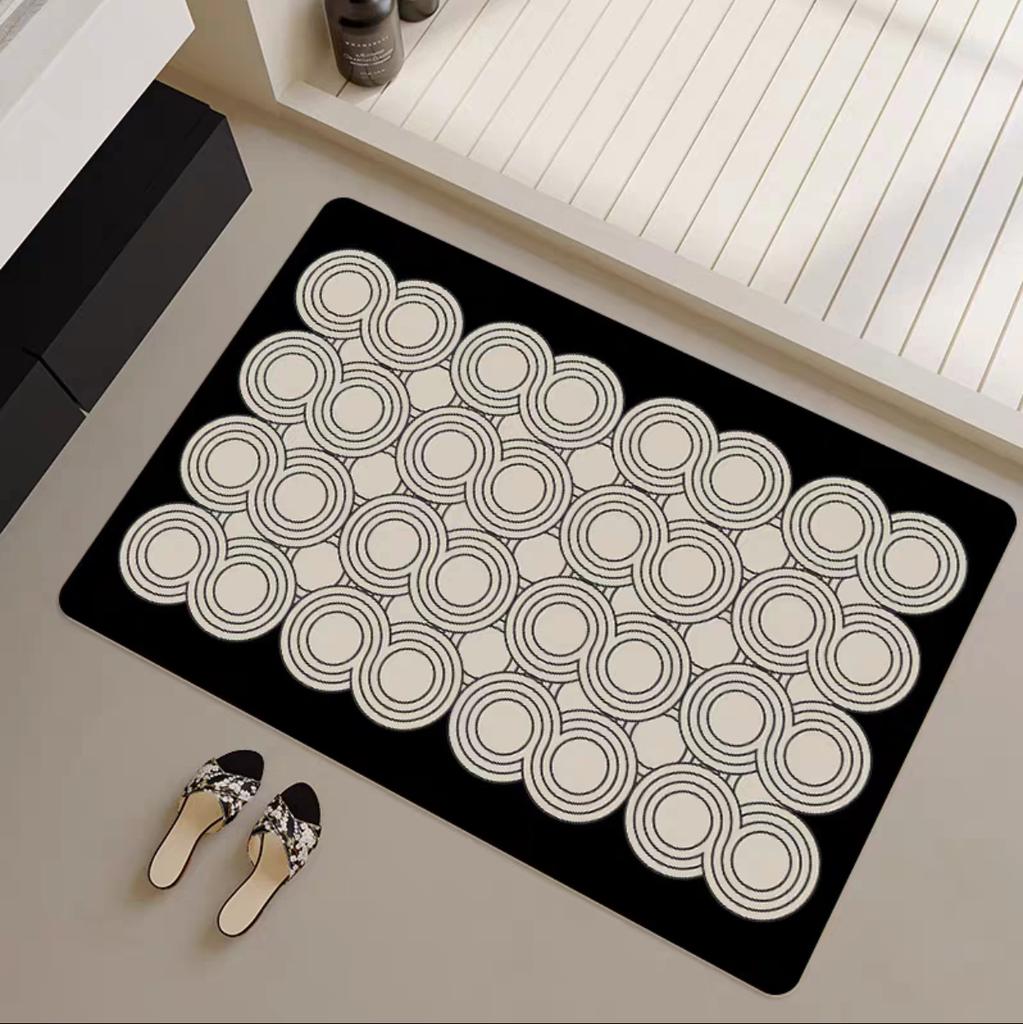 Modern minimalist bathroom floor mat, diatomaceous earth bathroom quick drying door mat, toilet absorbent anti slip foot mat