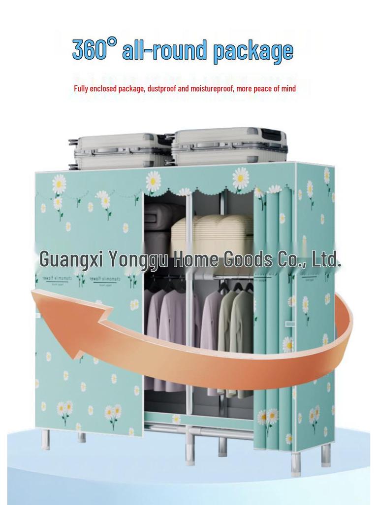 Durable Steel-Framed Wardrobe with Reinforced Fabric for Bedroom Storage, Assembly Required
