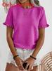 Elegant Spring Summer Womens T Shirt With Ruffle Sleeve Made From Polyester For Office Wear
