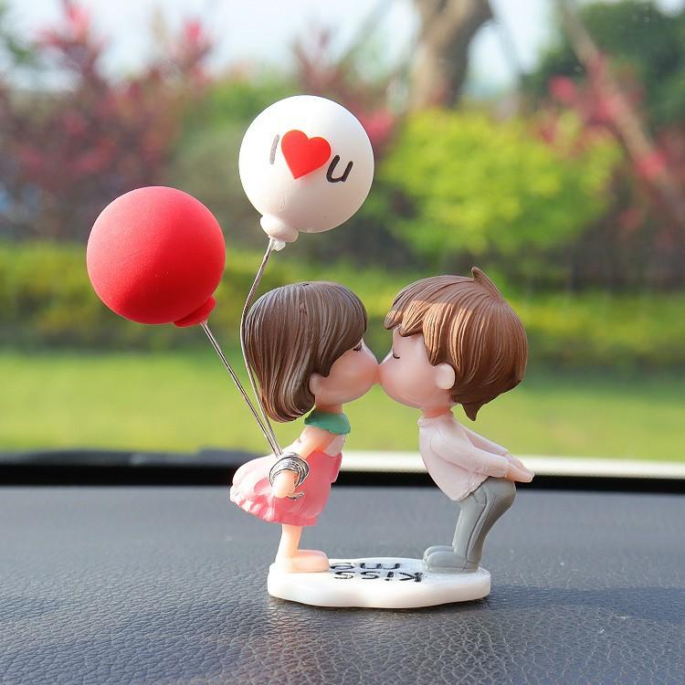 Car Decoration Cute Cartoon Couples Car Mirror Accessories Action Figure Figurines Balloon Ornament Auto Interior Dashboard Gift
