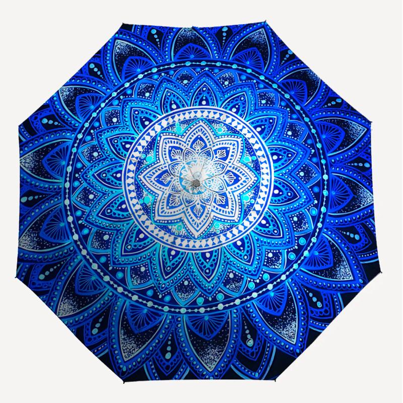 1PC mandala pattern Umbrella-8-Rib Reinforced, Automatic Open, Lightweight & Durable, Cute Fashion Accessory for Outdoor, Beach, or Casual Use, Beach