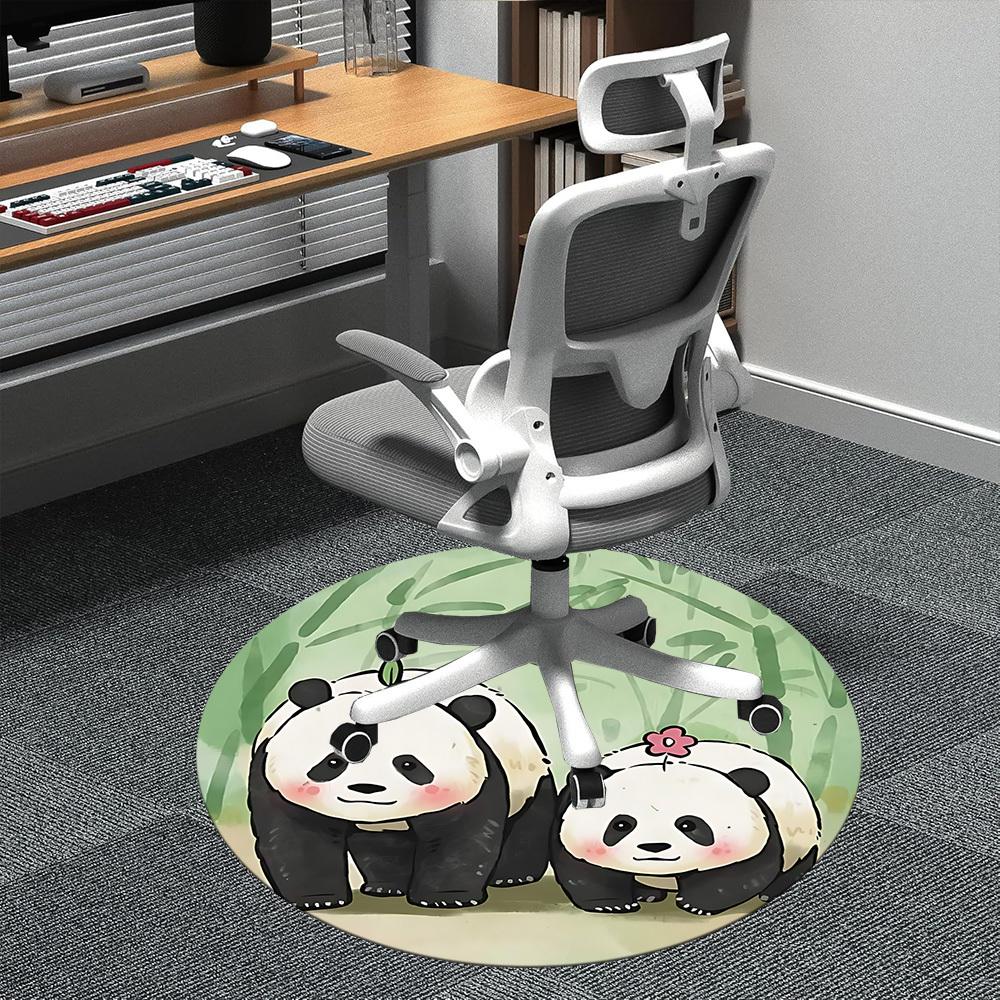 1pc Panda Pair Office Round Area Rug, Indoor Mat Suitable ForOffice, Under Office Chairs Bedroom Living Room Home Decor D014