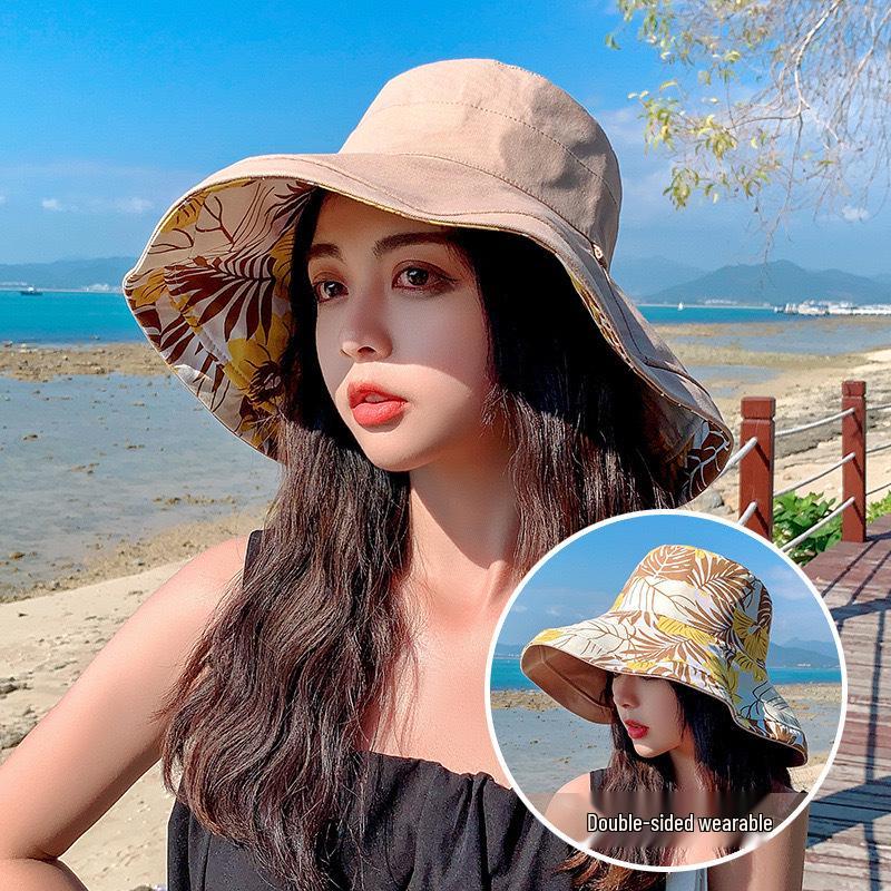 Double-Sided Peach Velvet Women's Sun Hat: Korean Style, Face-Covering, Large Brim, UV Protection