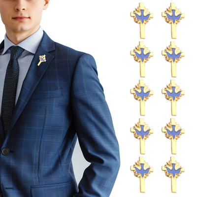 Elegant Doves Crosses Lapel Pin Unique Doves Crosses Brooch Adornment Individualized Badge Pin for Daily Wear