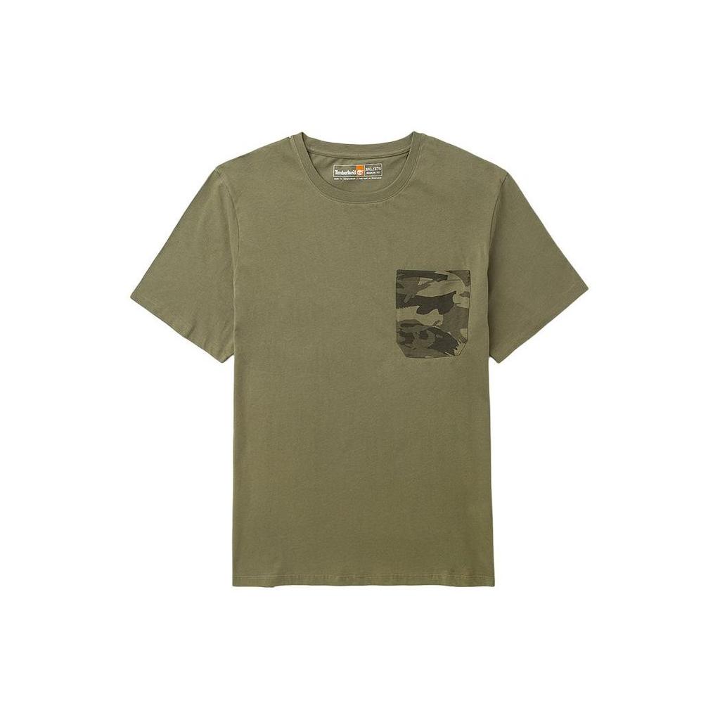 Timberland Camouflage Pocket Casual Breathable Short Sleeve Printed Shoulder T-Shirt Men Tops Cassel-Green A2QCH-590