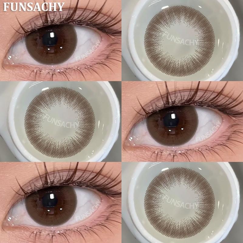 FUNSACHY 2PCS Contact Lenses Fashion Korean Brown Lenses for Eyes Grey Colored Contacts Cosmetics Blue Beauty Pupil Yearly Use