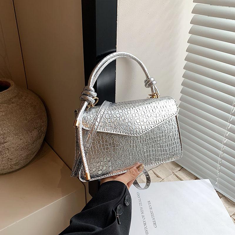 

Simple retro shoulder bag trendy foreign style bag women s 2024 summer new casual messenger bag small square bag women s bag срібний