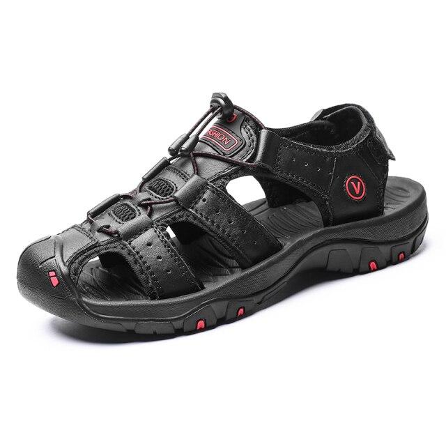 Classic Men 'S Sandals Summer Soft Sandals Comfortable Mens Shoes Genuine Leather Sandals Big Size Soft Outdoor Casual Shoes Men