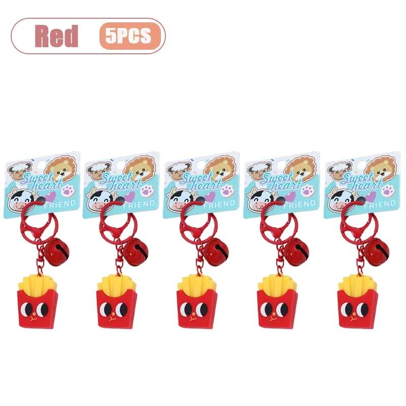 1/3/5PCS Cute Hamburger Fries Keychain Cartoon Food Charm Keyring Funny Car Decor Bag Pendant Gift for Kids Party Favors