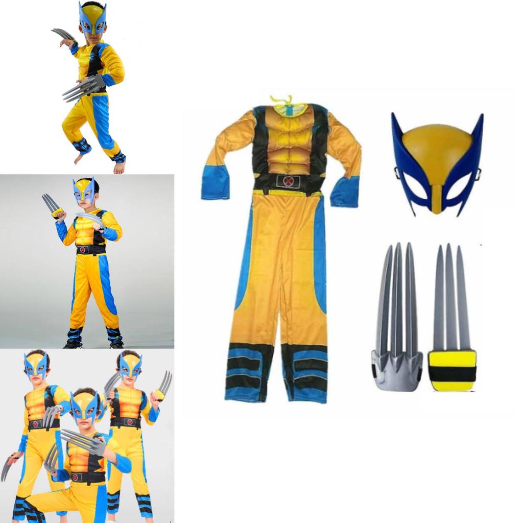 Bequemes Baumwoll-Wolverine-Kostüm Ganzkörperanzug für Halloween- und Kindertagsfeiern