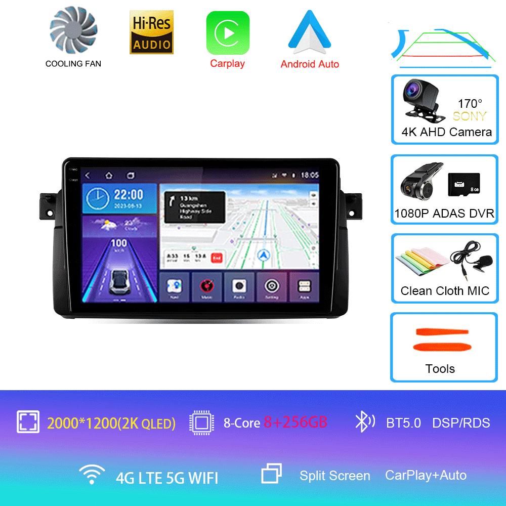 Car Radio Android 14 Carplay For BMW E46 M3 1998 1999 2000 2001 - 2006 Navigation GPS Multimedia Player Stereo wifi+4G BT 2 DIN