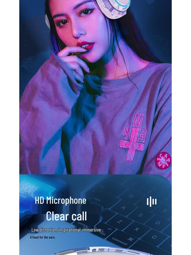 Trendy Bluetooth 5.2 Over-Ear Headphones with LED Lights and Foldable Design