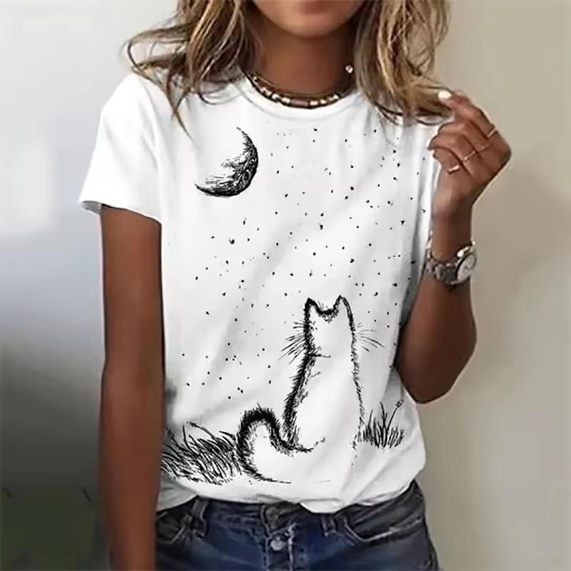 Fashion Music T Shirt Ladies Summer Crew Neck Casual Note 3D Print Funny T-shirts Streetwear Elegant White Black Womens Clothes