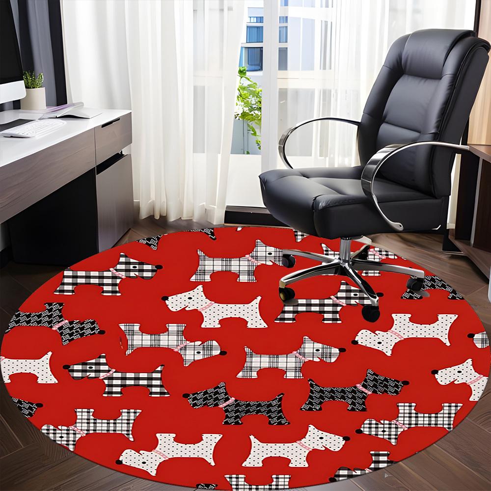1pc Dogs Pattern Office Round Rug, Non-slip, Soft and Durable Office Rug for Interior Decoration, Perfect for Office, Beautiful Decoration Yy260323062