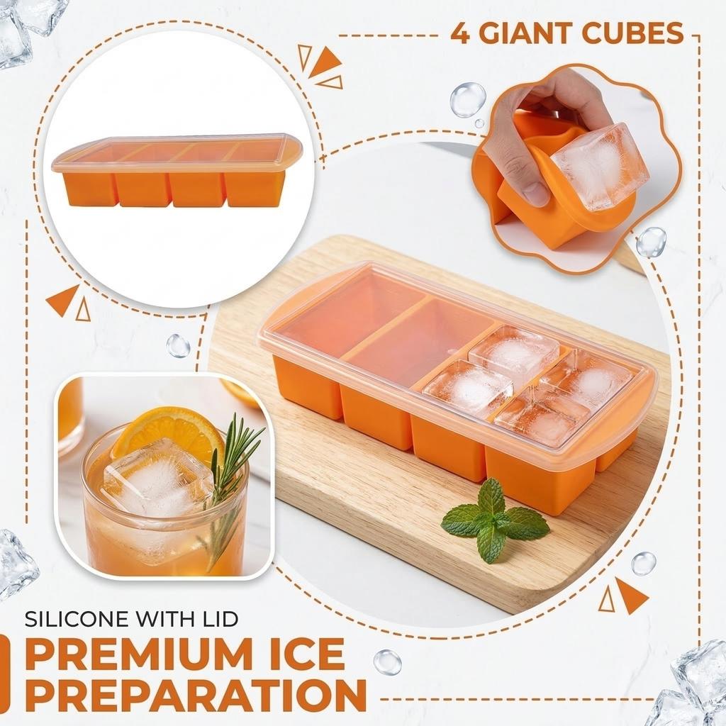 Covered Silicone Ices Cubes Tray For Freezing Storage Box Ices Block Mold