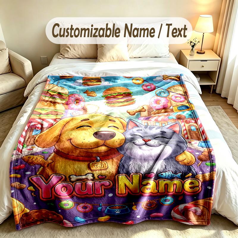 Fantasy Magic Theme Soft Blanket Personalized Custom Name Text Print Warm Blanket Home Sofa Bedroom Decor