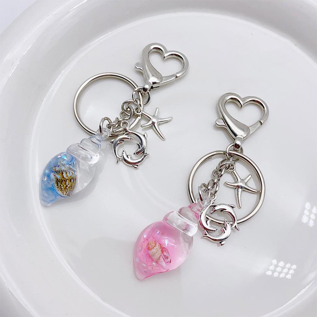 Stylish Ocean Themed Keychain Bag Purse Keyrings Backpack Pendant Conch Key Ornament Perfect Gift for Fashion Lover