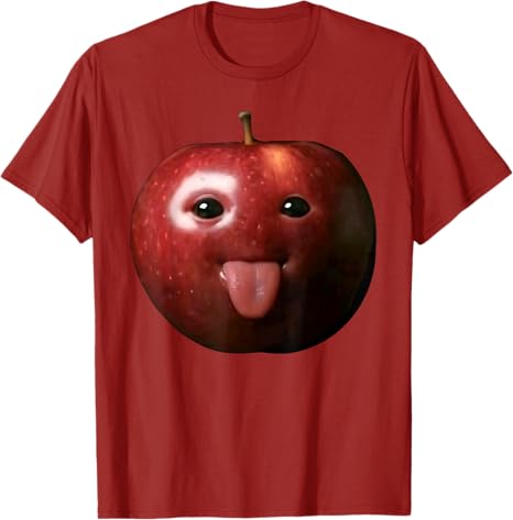 

Funny Silly AI Apple Gen Z Meme BrainRot Humor Tongue Out TShirt Fruit Lover Y2k Art Aesthetic Tops Sigma Apple Rizz Saying Tee S