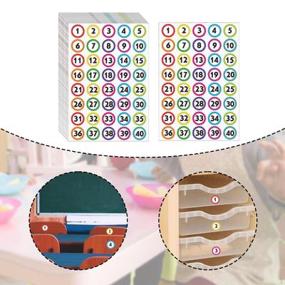 50x Number Stickers Dot Without Residue Removable Consecutive Labels 1-40 for